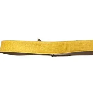 Vintage Escada Yellow Animal Crocodile Pattern Print Leather Belt 40 S hand-colored-crocodile-belt-  main image 3